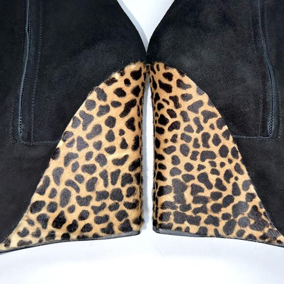 Giuseppe Zanotti Black Suede Animal Print Hide Cindy Wedge Heeled Boots Size 9.5 - Picture 10 of 16